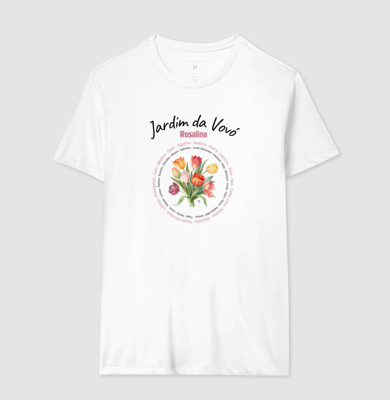 Camiseta Personalizada Jardim da Vovó, Bisavó Buquê de Flores