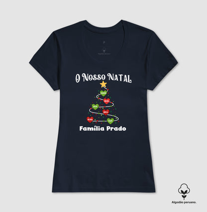 Camiseta Personalizada Árvore de natal com nomes (Algodão Peruano)