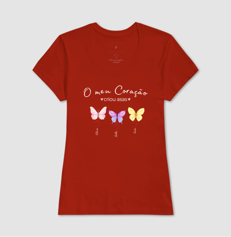 Camiseta Personalizada mãe o coração criou asas