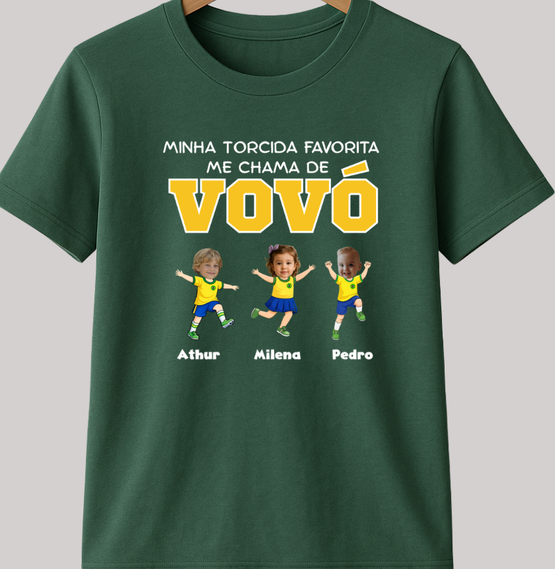 Camiseta Personalizada Vovó/Vovô Minha torcida favorita - Copa do Mundo