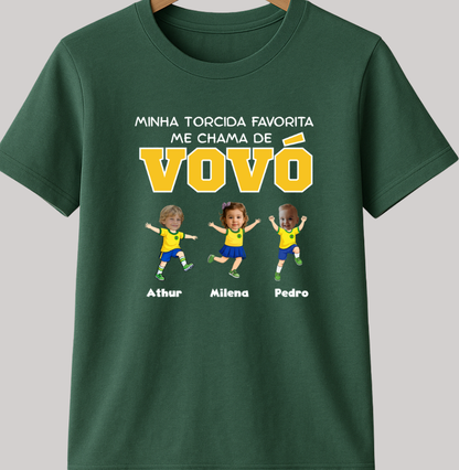 Camiseta Personalizada Vovó/Vovô Minha torcida favorita - Copa do Mundo