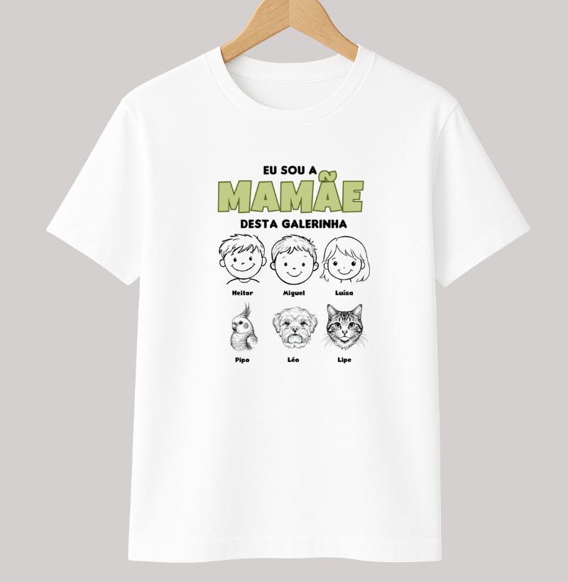 Camiseta Personalizada  Mamãe desta galerinha Filhos e Pets