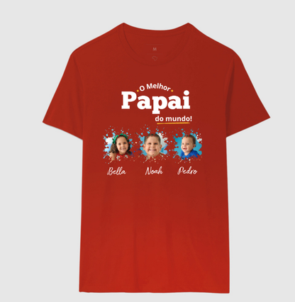 Camiseta Personalizada Melhor Papai do Mundo mini fotos