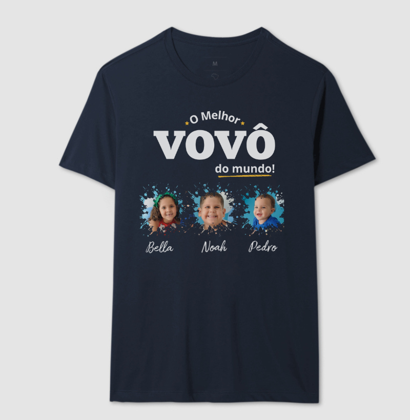 Camiseta Personalizada Melhor  Vovô do Mundo mini fotos