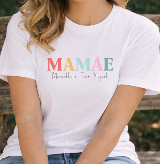 Camiseta Personalizada Mamãe Colorida