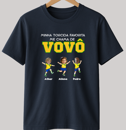 Camiseta Personalizada Vovô/Vovó Minha torcida favorita - Copa do Mundo