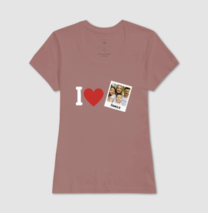 Camiseta Familia - I Love + Foto Retrô