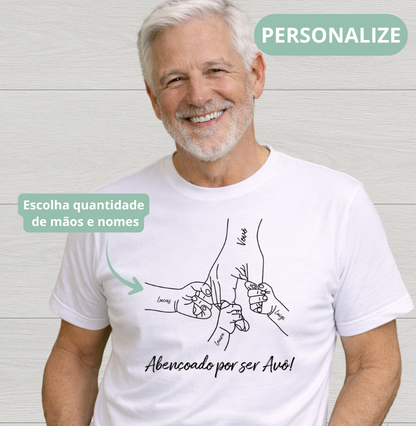 Camiseta personalizada Mãos dadas, abençoado por ser avô