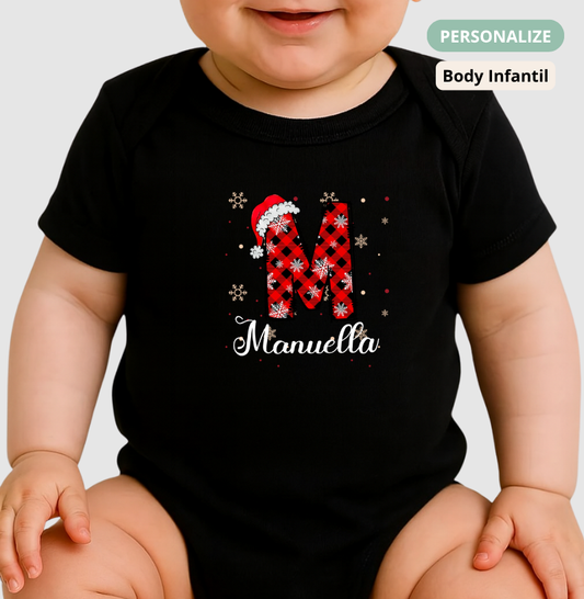 Body Infantil Personalizado Natal nicial do Nome