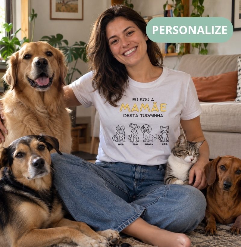 Camiseta Personalizada Mãe Pet Turminha