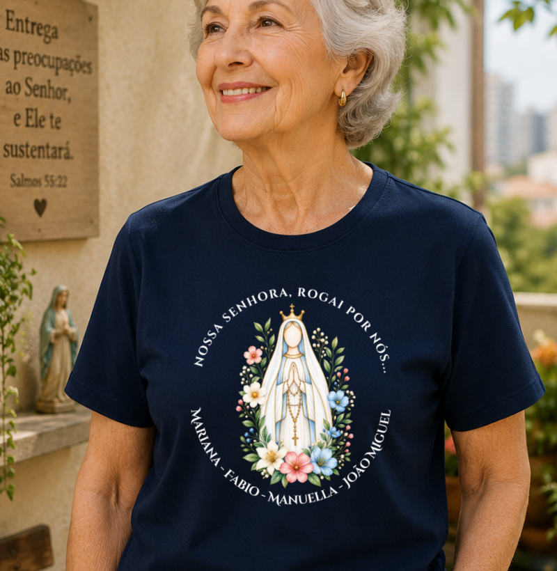 Camiseta Personalizada Nossa Senhora Rogai por nós