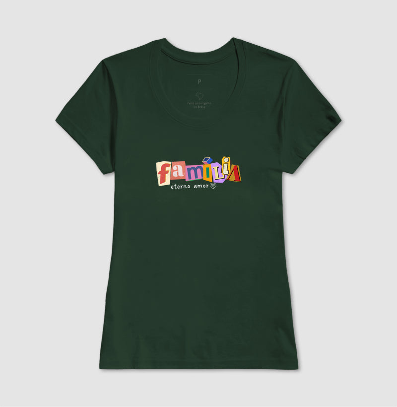 Camiseta Família Letra de Jornal