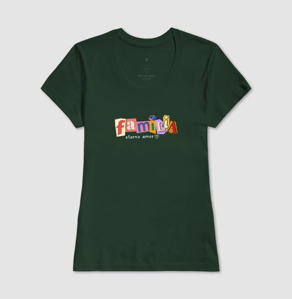 Camiseta Família Letra de Jornal