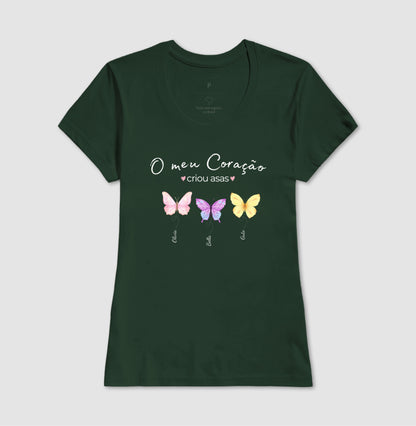 Camiseta Personalizada mãe o coração criou asas