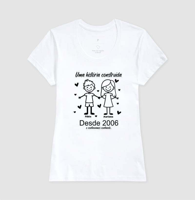 Camiseta Personalizada Casal Bonequinhos, uma história juntos