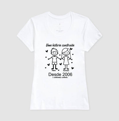 Camiseta Personalizada Casal Bonequinhos, uma história juntos
