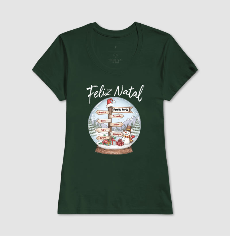 Camiseta Personalizada Globo de Neve Natal