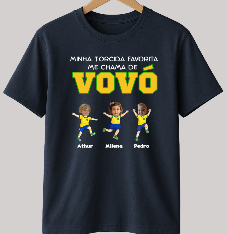 Camiseta Personalizada Vovó/Vovô Minha torcida favorita - Copa do Mundo