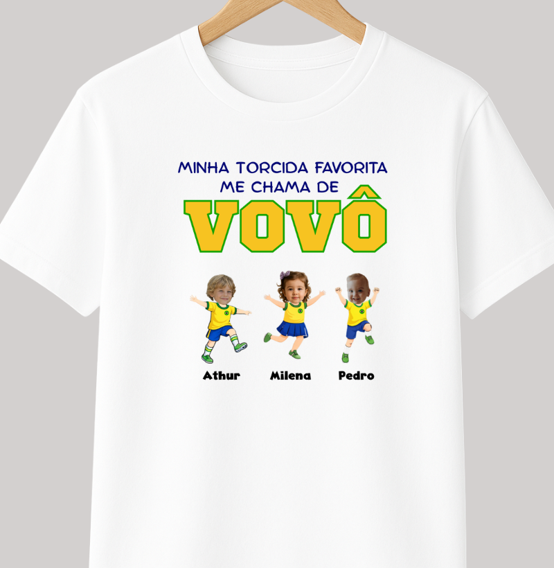 Camiseta Personalizada Vovô/Vovó Minha torcida favorita - Copa do Mundo
