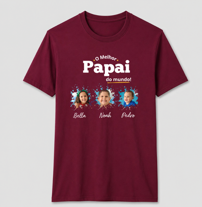 Camiseta Personalizada Melhor Papai do Mundo mini fotos