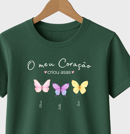 Camiseta Personalizada mãe o coração criou asas