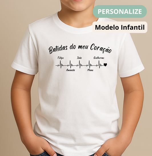 Camiseta Infantil Personalizada Batidas do meu coração
