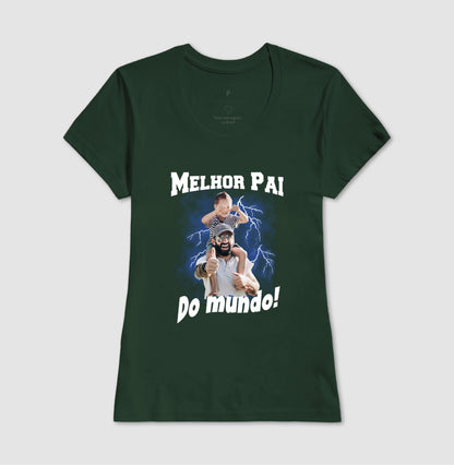 Camiseta Bootleg Personalizada - Melhor Pai do Mundo com fotos