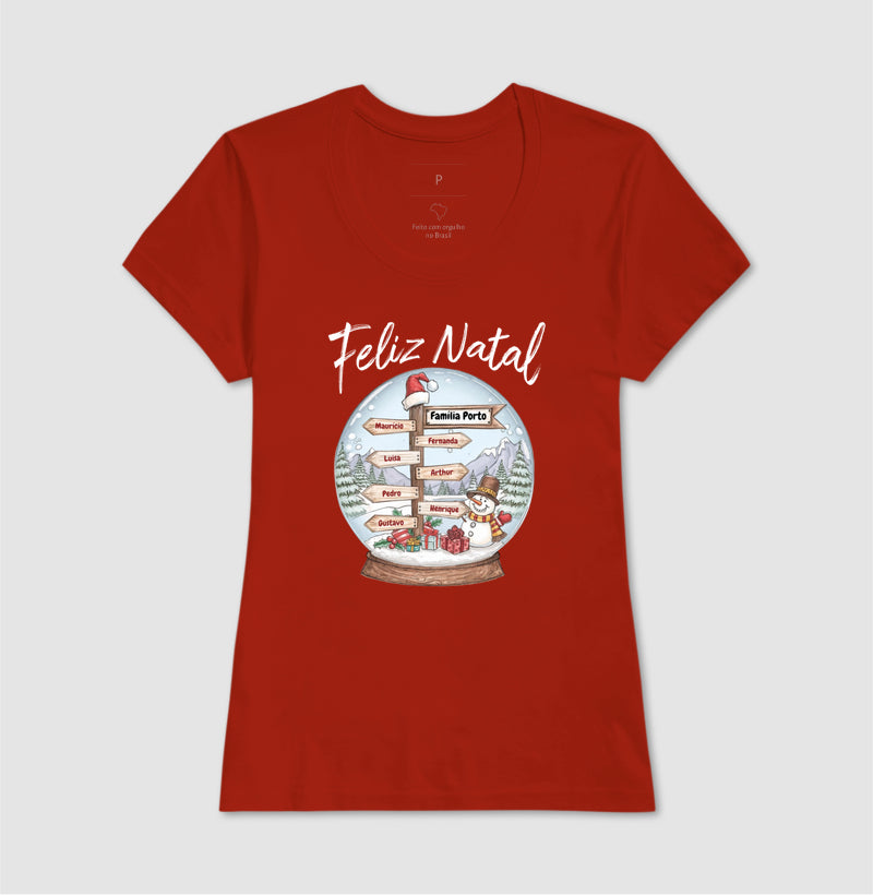 Camiseta Personalizada Globo de Neve Natal