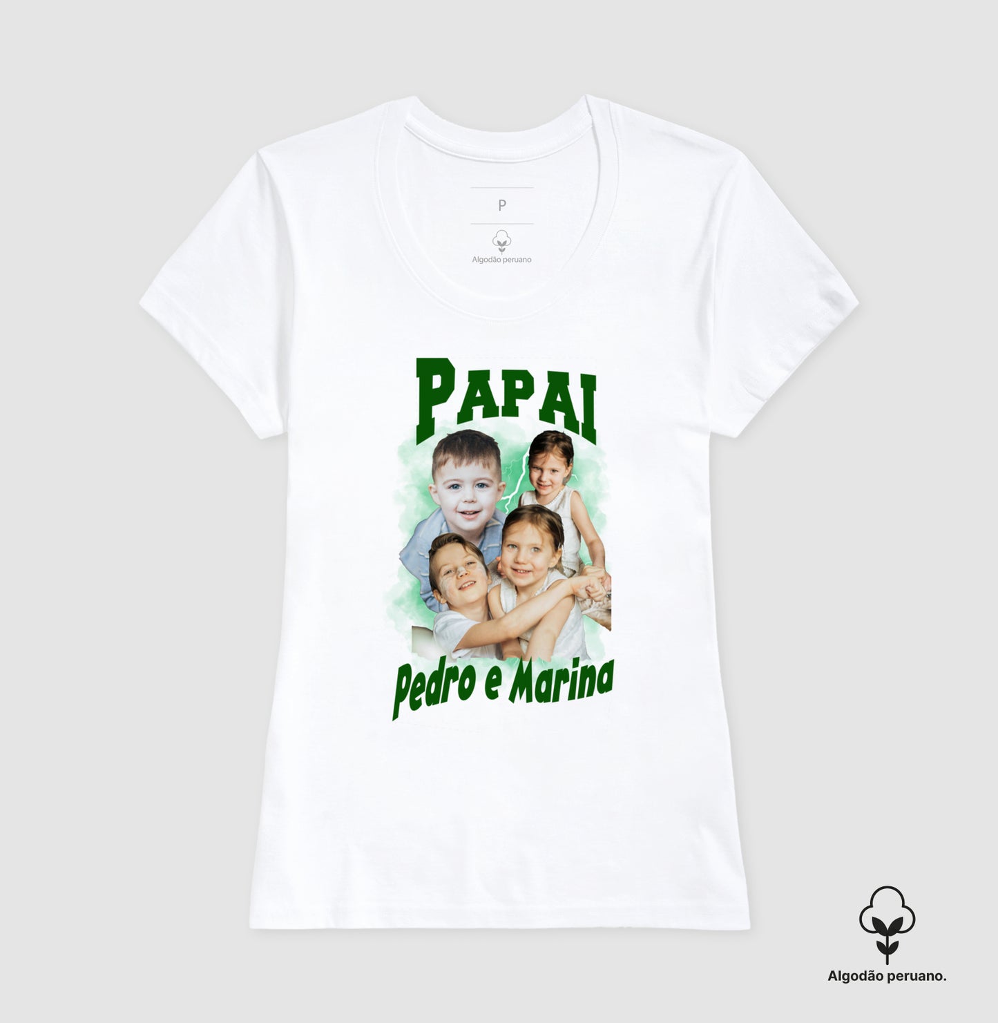 Camiseta Bootleg Personalizada Papai e Filhos (Algodão Peruano)