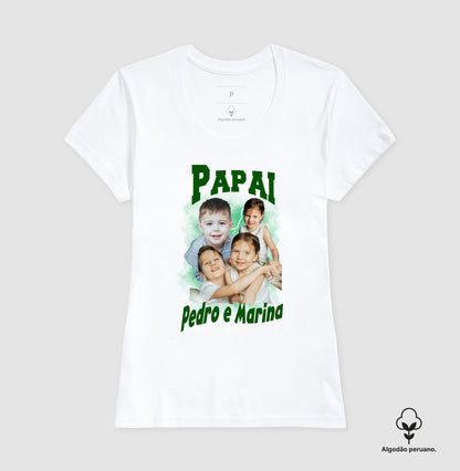 Camiseta Bootleg Personalizada Papai e Filhos (Algodão Peruano)