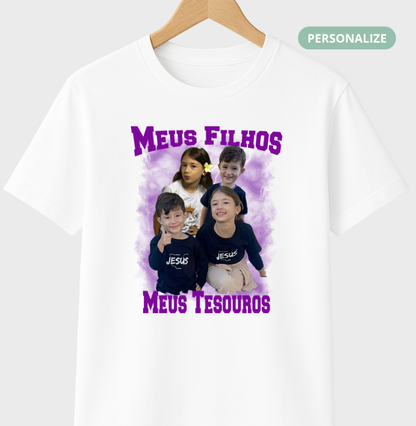 Camiseta Bootleg Personalizada  Meus Filhos com fotos
