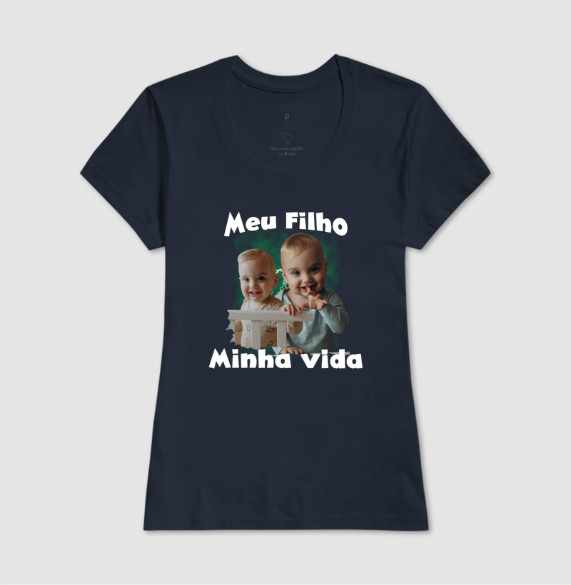 Camiseta Bootleg Personalizada Mãe Meus Filhos com fotos