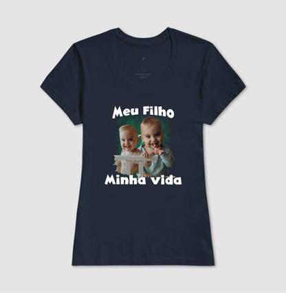 Camiseta Bootleg Personalizada Mãe Meus Filhos com fotos