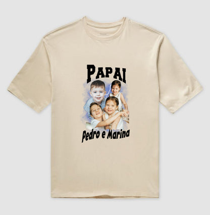 Camiseta Bootleg Personalizada - Papai e Filhos (Oversized)