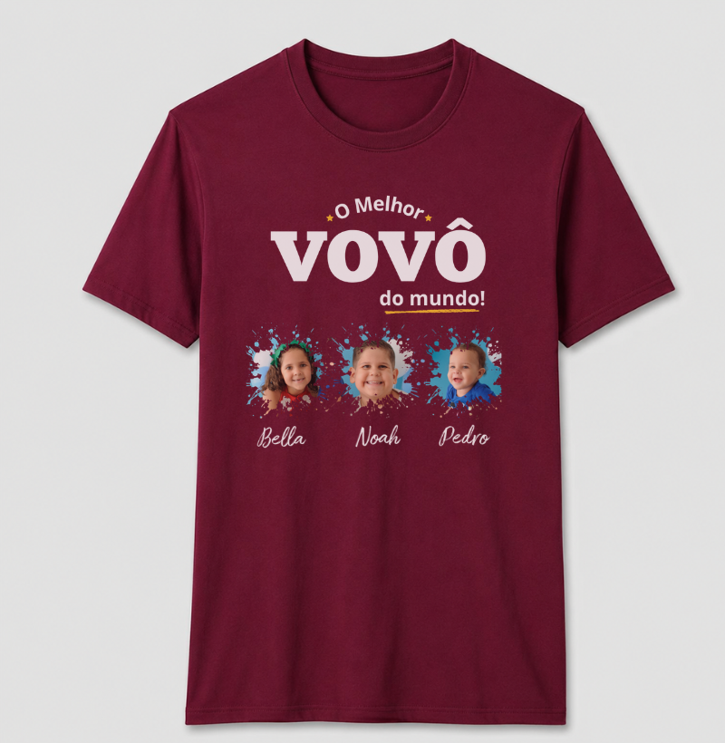 Camiseta Personalizada Melhor  Vovô do Mundo mini fotos