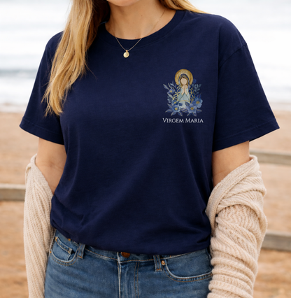 Camiseta Virgem Maria Azul Aquarela