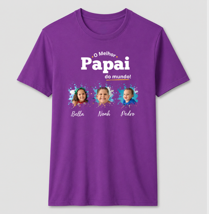 Camiseta Personalizada Melhor Papai do Mundo mini fotos