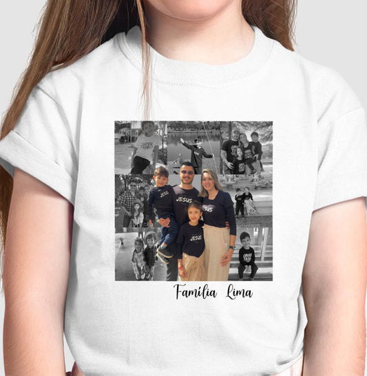 Camiseta Infantil Família - Quadrados de História