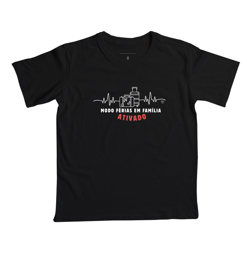 Camiseta Infantil Modo Férias em Família Ativado