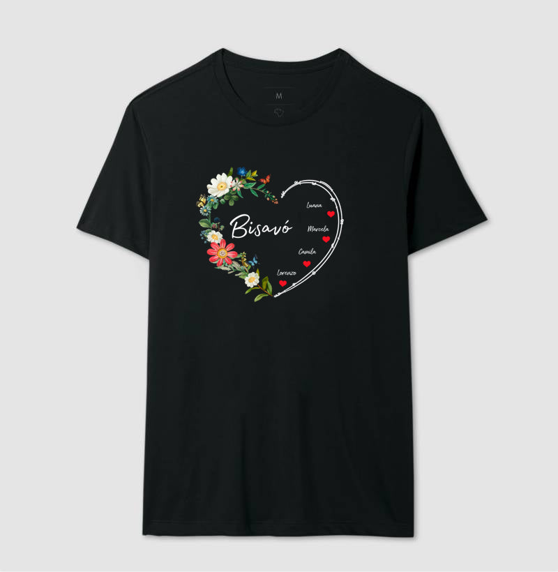 Camiseta Personalizada Bisavó Coração Floral