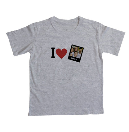 Camiseta Infantil- Familia I Love + Foto Retrô
