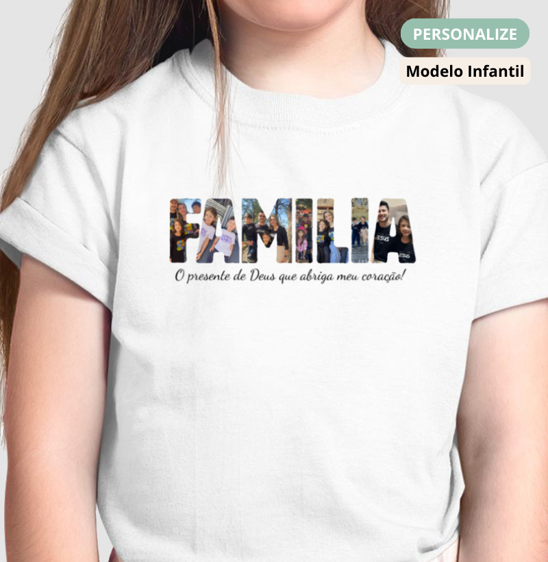 Camiseta - Família Letras com Fotos