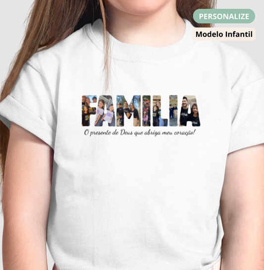 Camiseta - Família Letras com Fotos