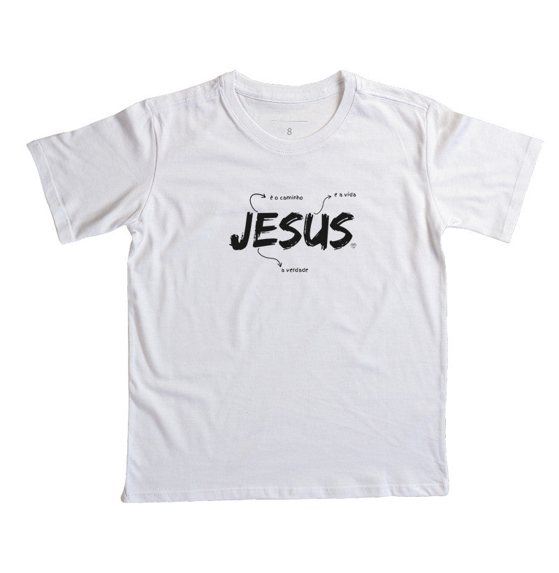Camiseta Infantil Jesus é o caminho, verdade e vida