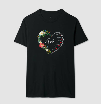 Camiseta Personalizada Avó Coração Floral