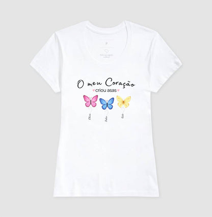 Camiseta Personalizada mãe o coração criou asas