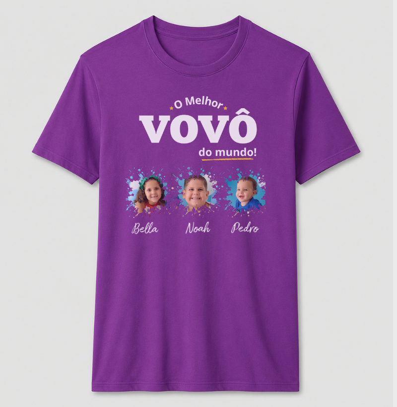 Camiseta Personalizada Melhor  Vovô do Mundo mini fotos