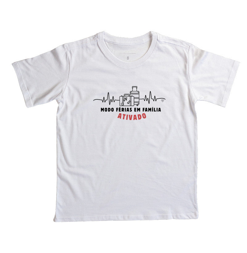 Camiseta Infantil Modo Férias em Família Ativado