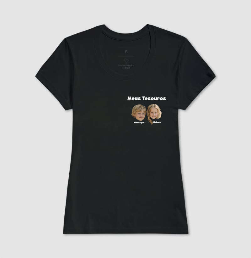 Camiseta Personalizada Meus Tesouros Mãe/Avó