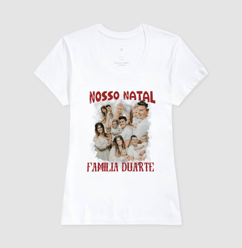 Camiseta Bootleg Personalizada Nossa Família Natal